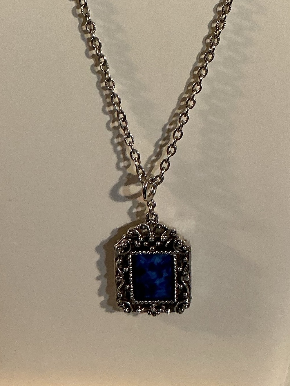 Sarah Coventry “Roman Holiday” Reversible Blue Marbled Glass Reversible Pendant